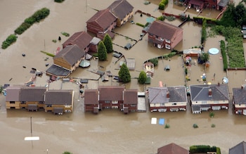 An aeriel view of the village of Catcliffe near Sheffield which was under water after two days of heavy rain in 2007