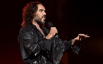 Russell Brand speaks onstage during MusiCares Person of the Year honouring Aerosmith at West Hall at Los Angeles Convention Center on January 24, 2020