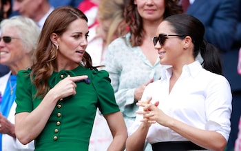 The then Duchess of Cambridge and Duchess of Sussex at Wimbledon in July 2019