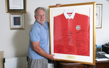 Alan Morley with a his 1974 Lions top signed by the famous touring squad that went unbeaten in South Africa 