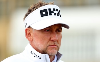 Ian Poulter of England looks on from the third hole during Day One of The 150th Open at St Andrews Old Course on July 14, 2022 in St Andrews, Scotland