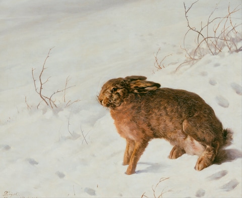 'The frost delineates the landscape, sharpening it': Hare in the Snow, 1875 by Ferdinand von Rayski
