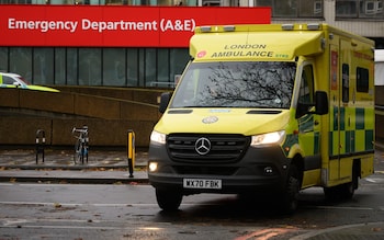 an ambulance outside an A&E department in London
