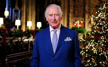 King Charles recording his first Christmas broadcast in the Quire of St George's Chapel at Windsor Castle