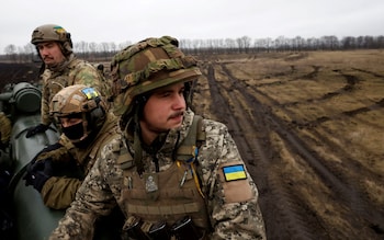 Ukrainian soldiers on the battlefield at Bakhmut