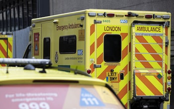 Ambulances parked on a London street