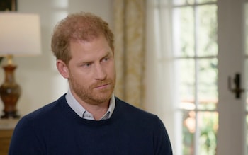 Screengrab issued by ITV of the Duke of Sussex during an interview with ITV's Tom Bradby in California