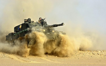 Challenger 2 tank on exercises