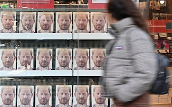 Copies of Prince Harry's memoir 'Spare' are displayed at the Mondadori bookstore in Viotti street, in Turin, Italy, 11 January 2023. The publisher of the autobiography says the book has become the United Kingdom's fastest selling non-fiction book ever.