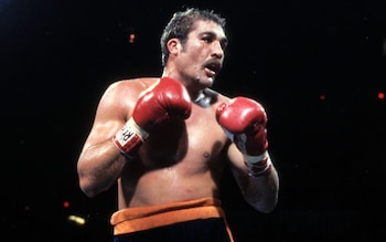 Gerrie Coetzee on his way to taking the WBA world title from Michael Dokes in 1983