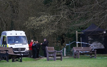 Police atthe scene of the attack at Gravelly Hill in the North Downs Way near Caterham