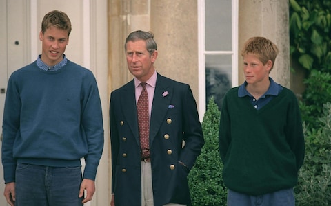 Prince Harry with his brother and father at Highgrove in better days