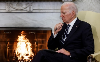 U.S. President Joe Biden listens during a meeting with Japan's Prime Minister Fumio Kishida in the Oval Office at the White House in Washington, U.S., January 13, 2023.