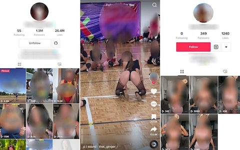 Two accounts (left and right) which were recommended under the tag ‘Best Teen Accounts’ on TikTok. Middle image is a screengrab of a sexually explicit video recommended to one teen user