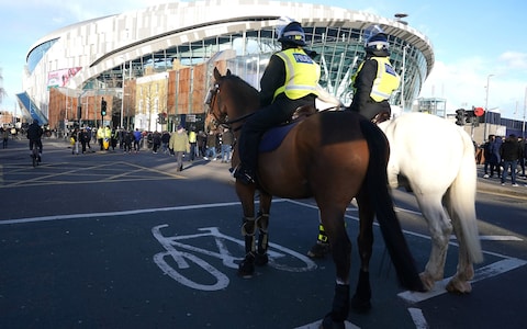 Mounted police outside the stadium