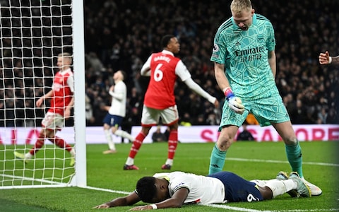 Ryan Sessegnon and Arsenal's Aaron Ramsdale react