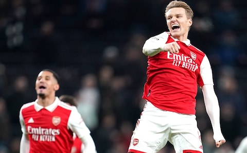 Martin Odegaard celebrates doubling Arsenal's lead