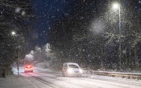 Commuters in the Northumbrian town of Corbridge faced heavy snow showers this morning as gritters struggle to compete with the heavy snow showers